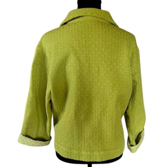 Johnny Was Collection Eyelet Button-Up Jacket – Chartreuse Green – Size Medium - Picture 5 of 9